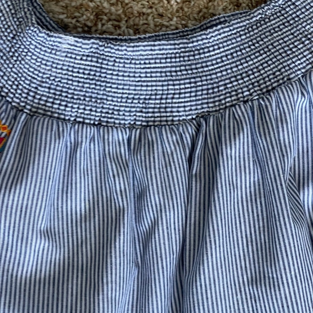 Savanna Jane Cottagecore Whimisical Embroidered Stripe Spring Summer Dress M - Picture 3 of 8